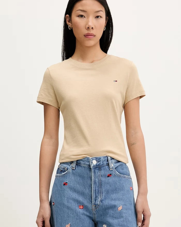 Tommy Jeans kadın pamuklu basic tişört