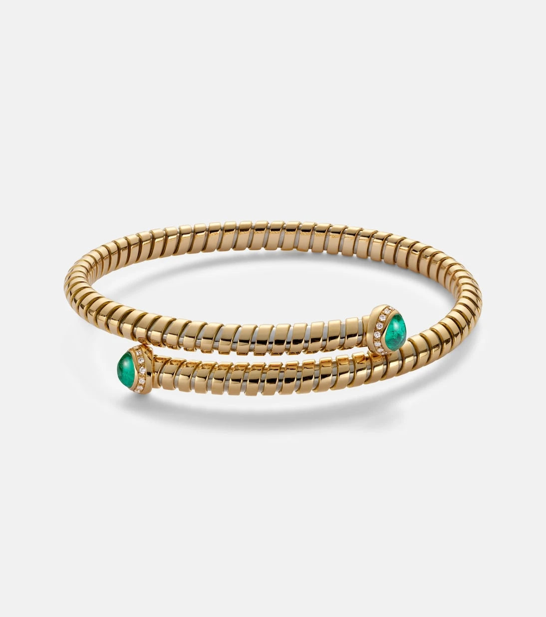 Marina B - 18kt yellow gold bangle with emeralds and diamonds