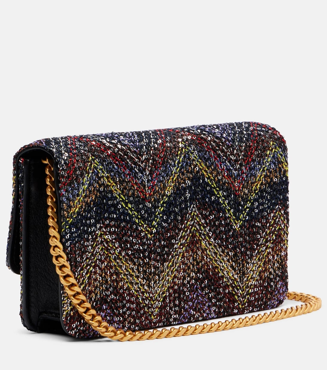 Missoni - Caperdoni Small leather-trimmed sequined crossbody bag