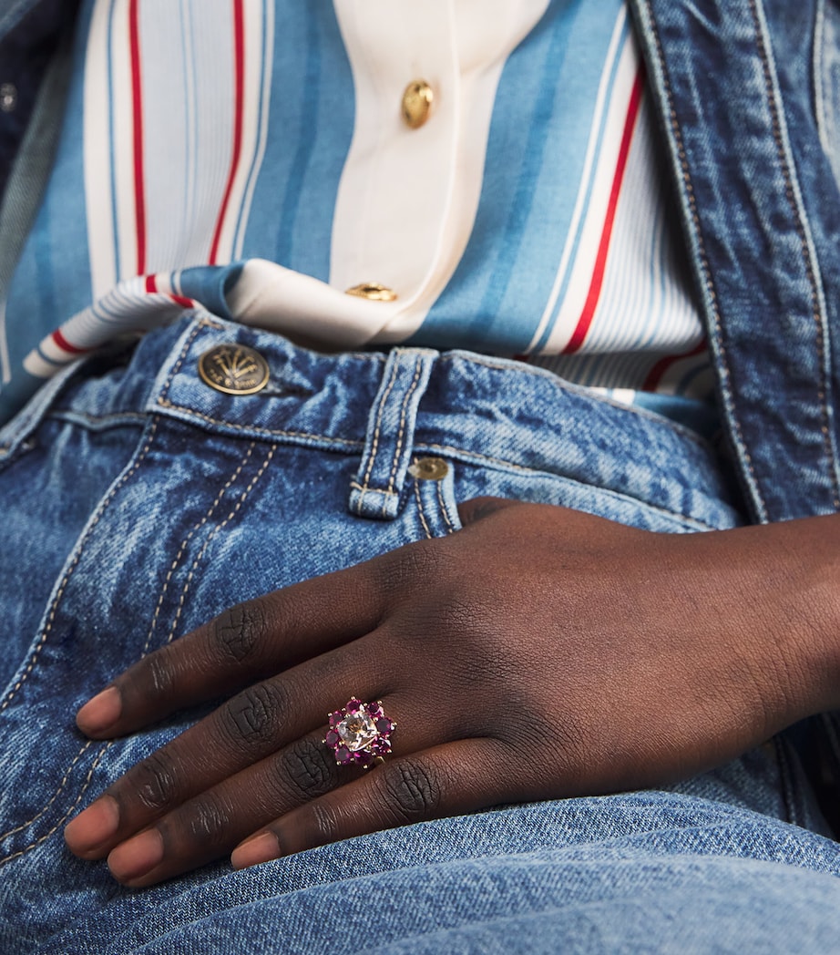 Jennifer Meyer Yellow Gold and Rubellite Flower Ring