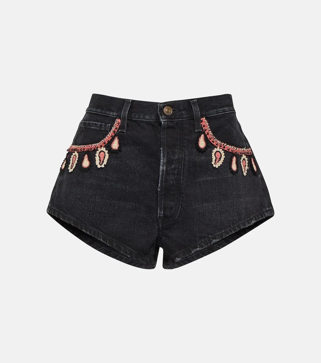 Alanui - Embroidered denim shorts