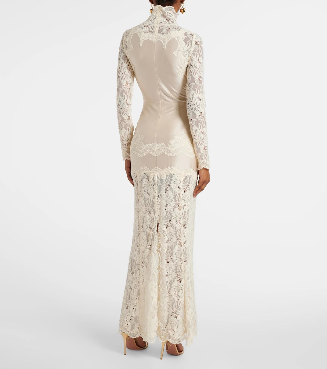 Rabanne - Lace-trimmed maxi dress