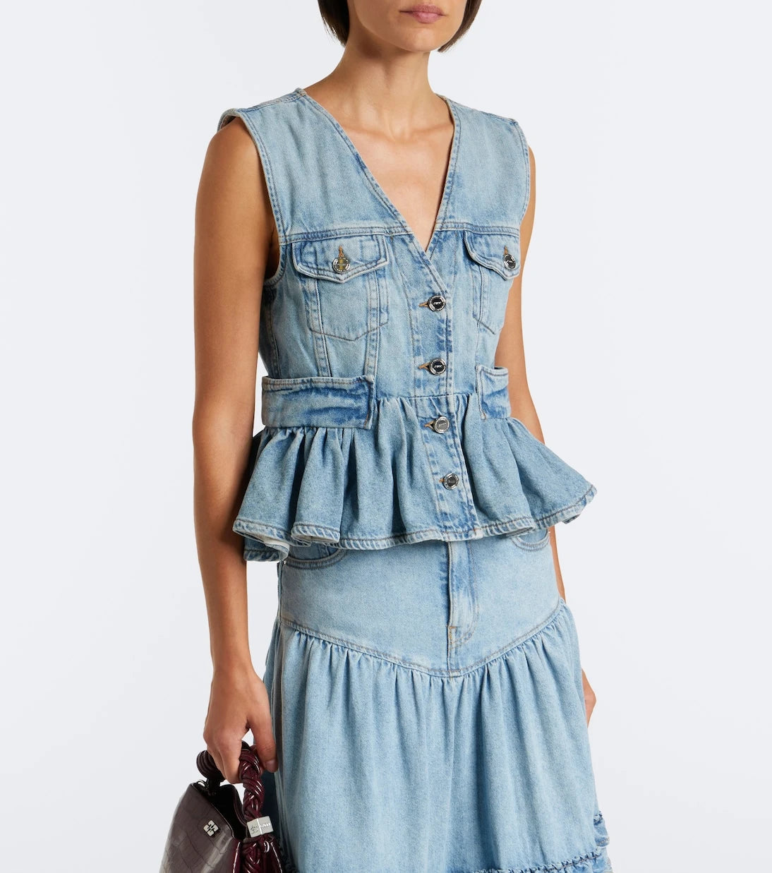 Ganni - Peplum denim top