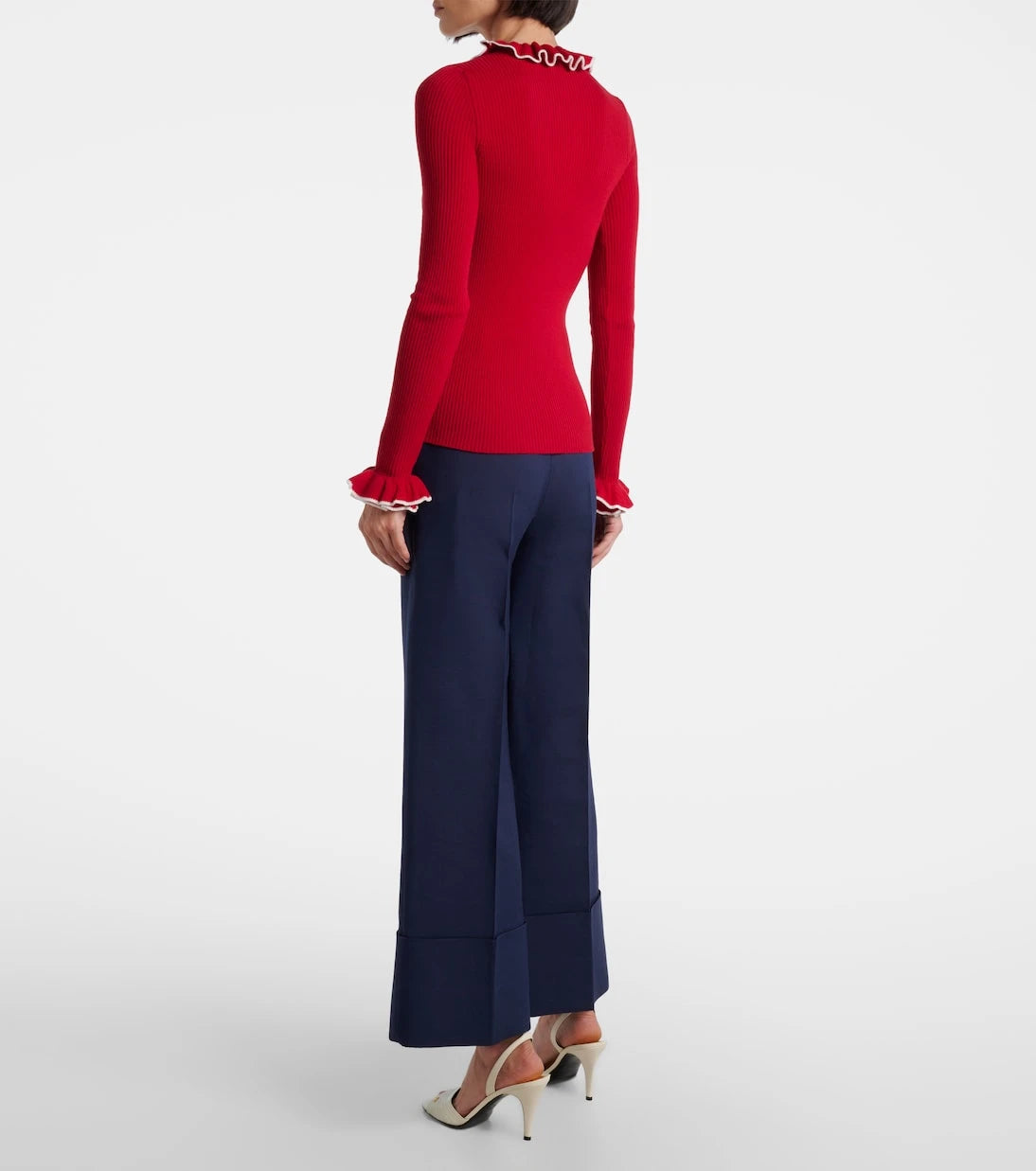 Valentino - Ruffled virgin wool sweater