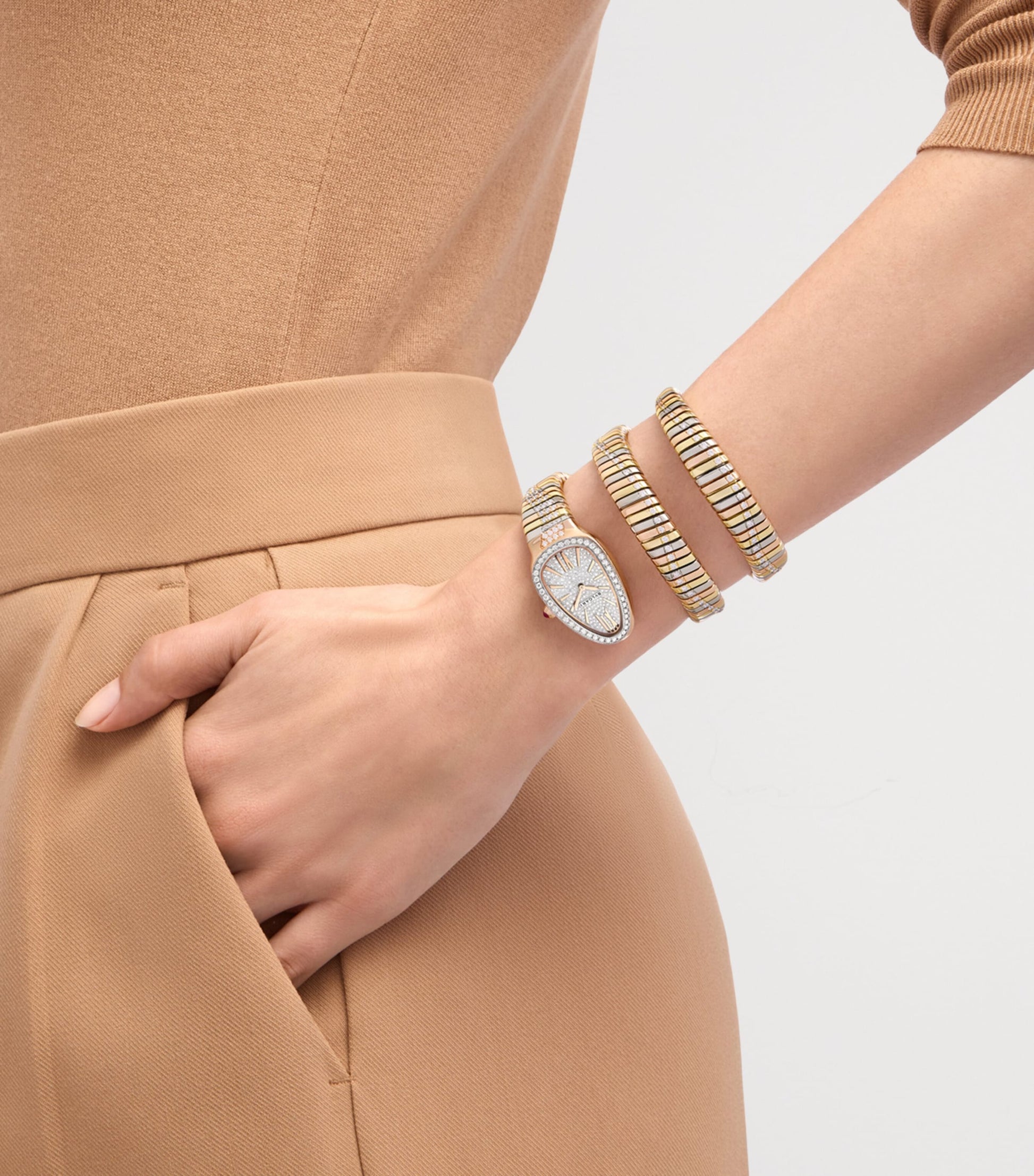 Mixed Gold and Diamond Serpenti Tubogas Infinity Watch 35mm