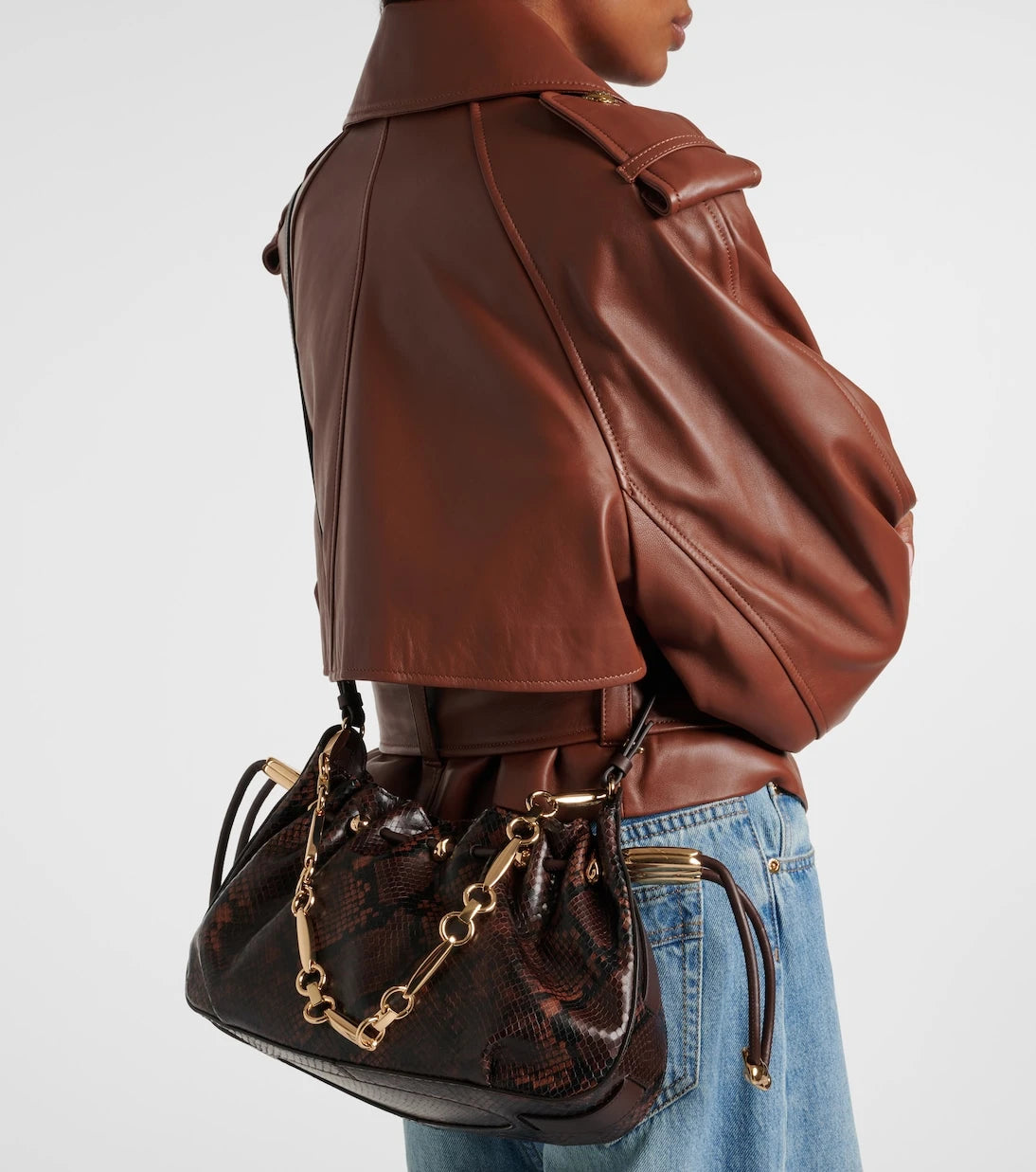 Zimmermann - Halcyon snake-effect leather shoulder bag
