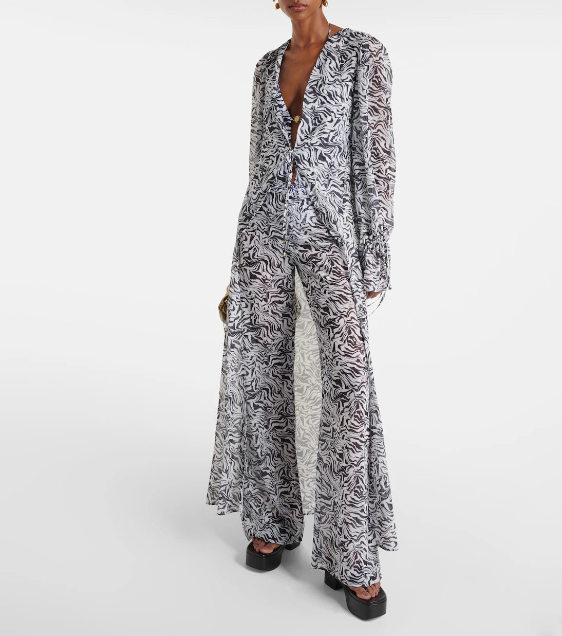 Bananhot - Zebra-print chiffon beach cover-up