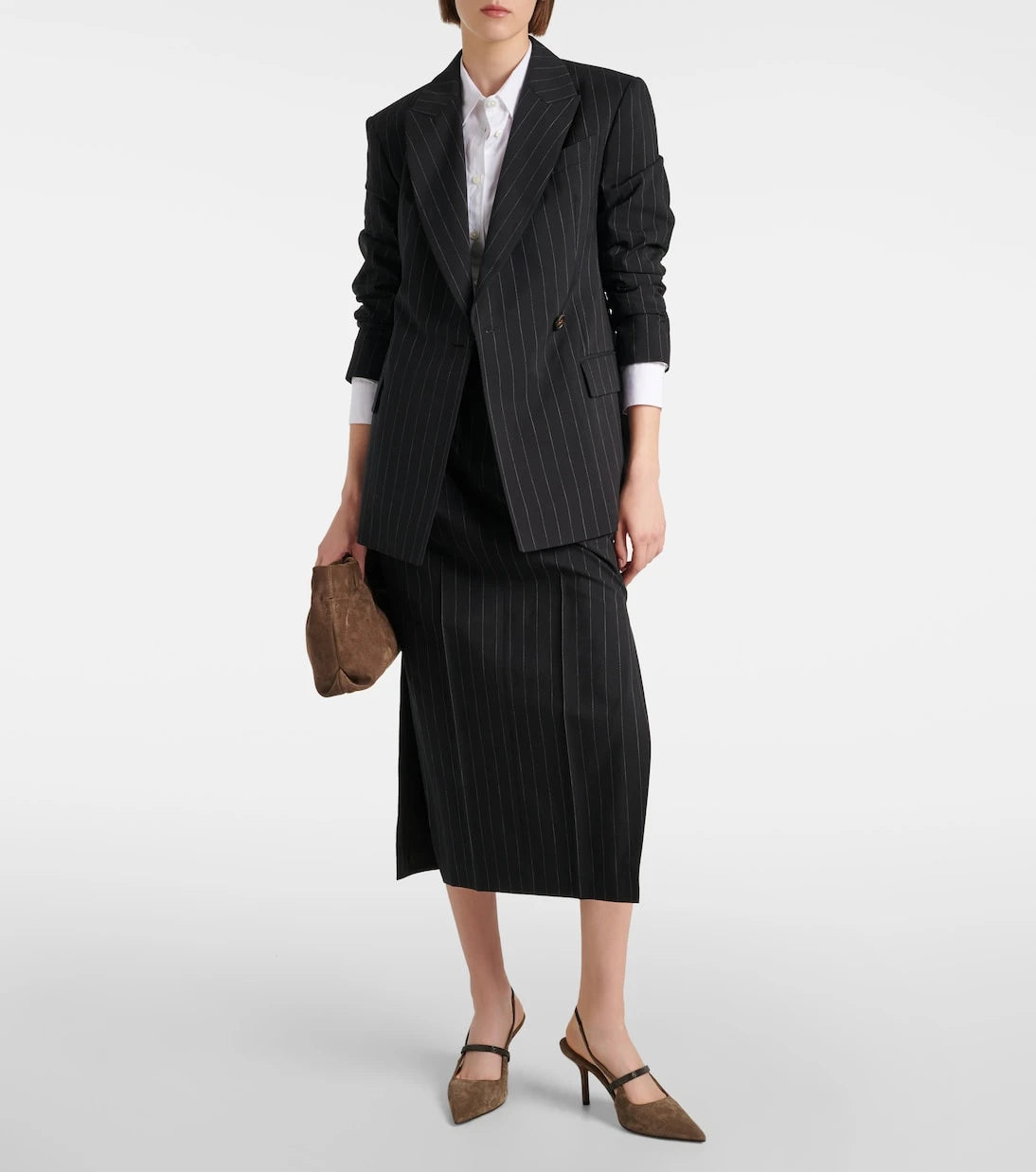 Brunello Cucinelli - Pinstripe wool and cotton blazer