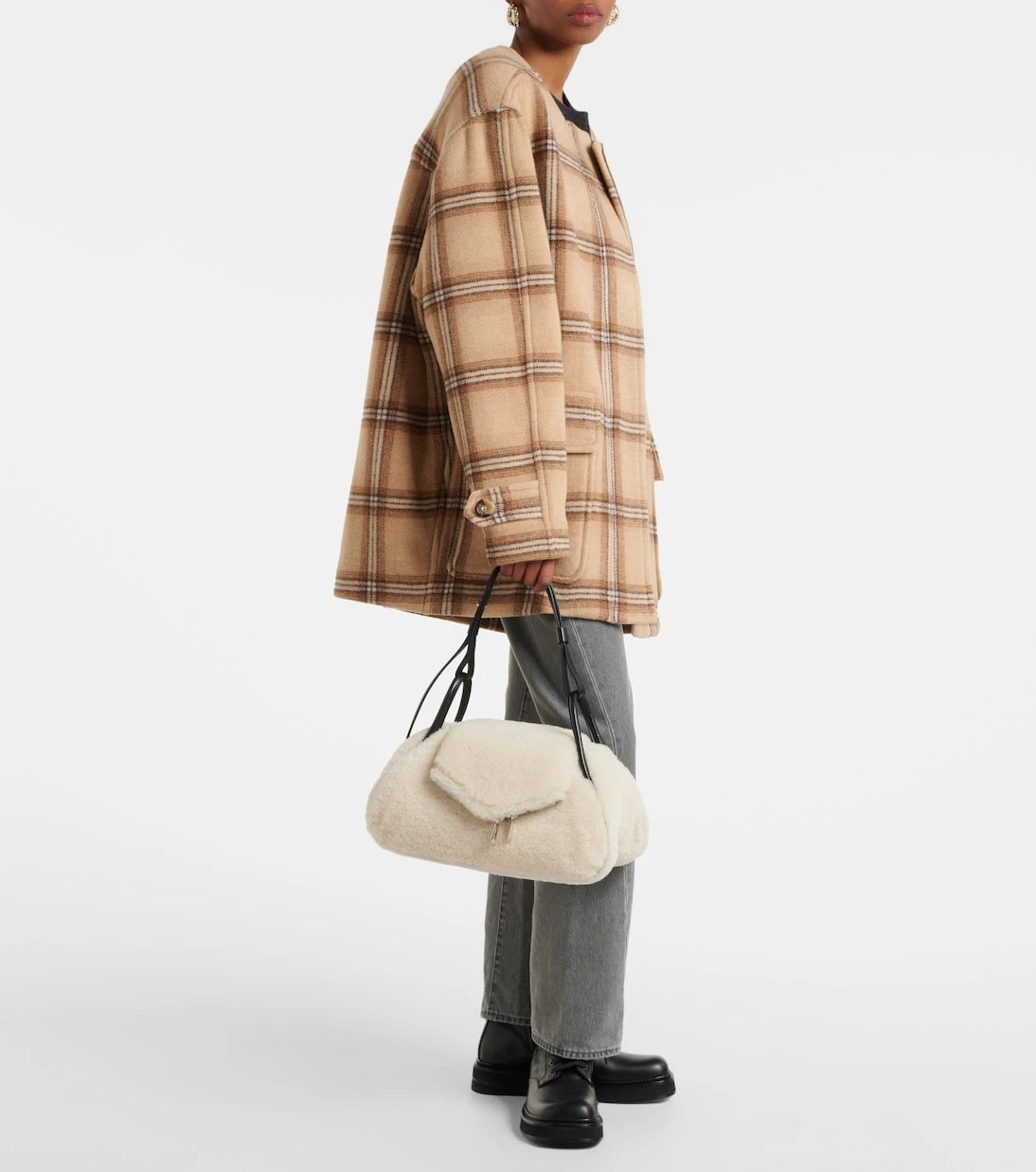 Amina Muaddi - Gemini Small shearling shoulder bag