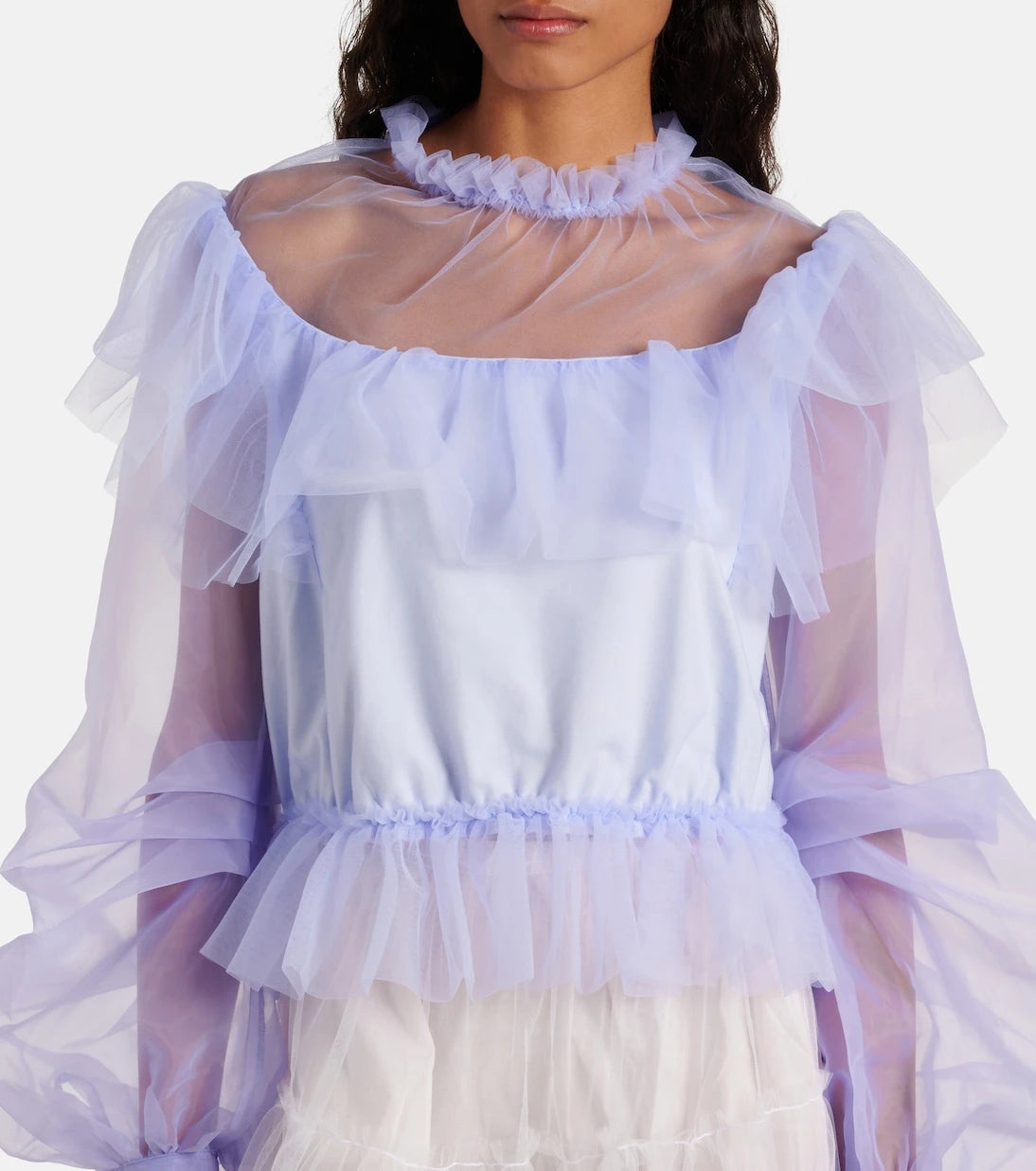 Susan Fang - Ruffled puff-sleeve organza top
