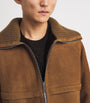 Yves Salomon Brown Suede Knit-Collar Jacket