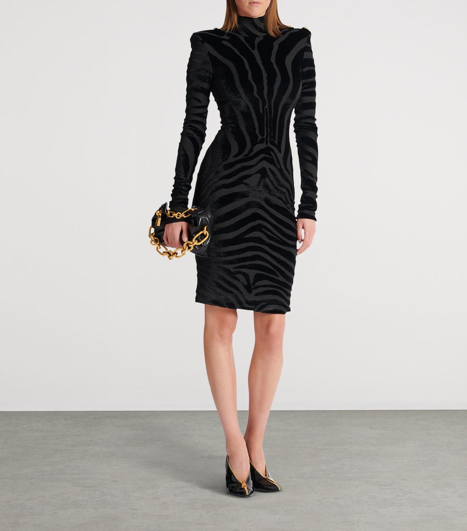 Velvet Zebra Print Mini Dress