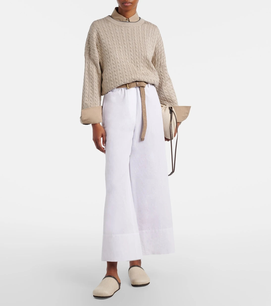 Brunello Cucinelli - Linen and cotton wide-leg pants