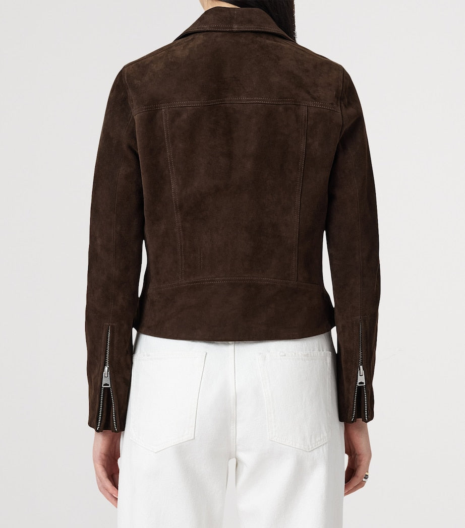 AllSaints Brown Suede Dalby Biker Jacket