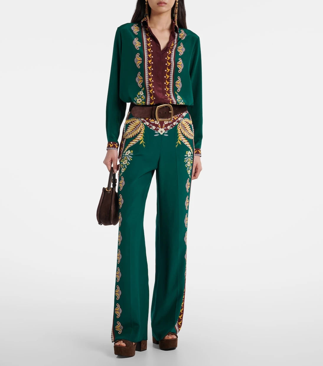 Etro - Printed silk wide-leg pants