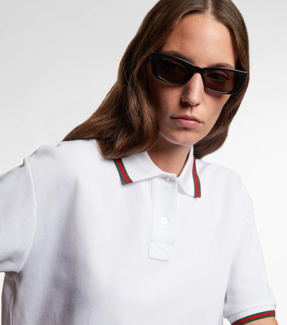 Gucci - Logolu dikdörtgen güneş gözlüğü
