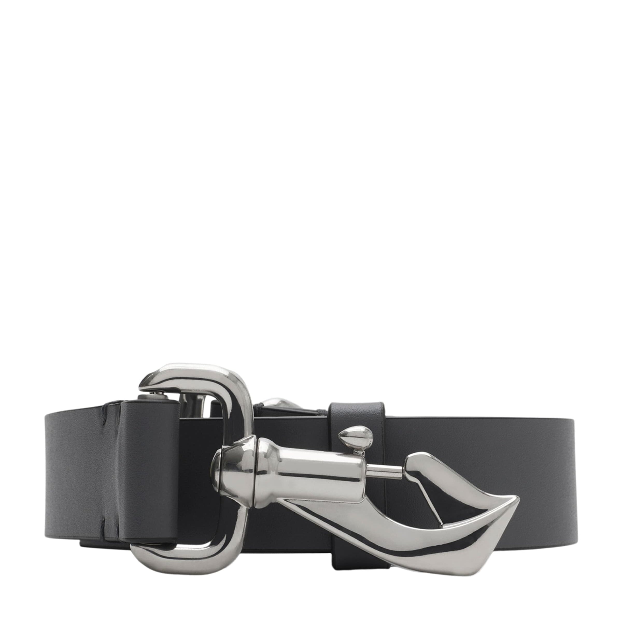 Burberry Black Leather Equestrian Belt