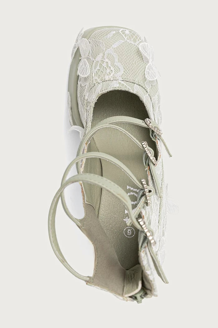 Kalın Topuklu Wild Lotus Butterfly Lace Platform