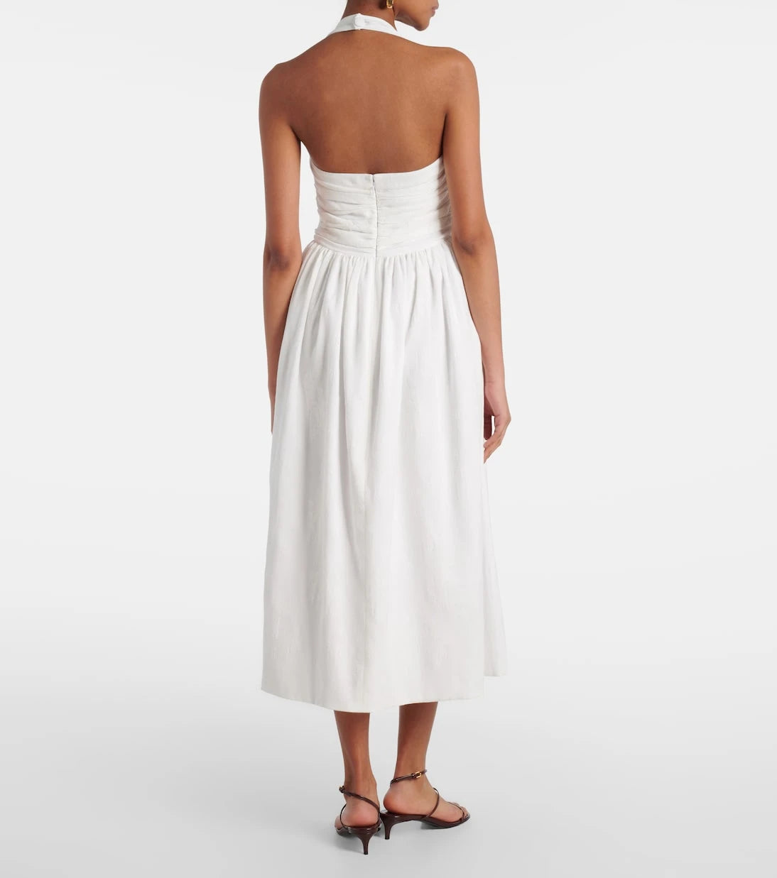 Markarian - Leia ruched embroidered cotton midi dress