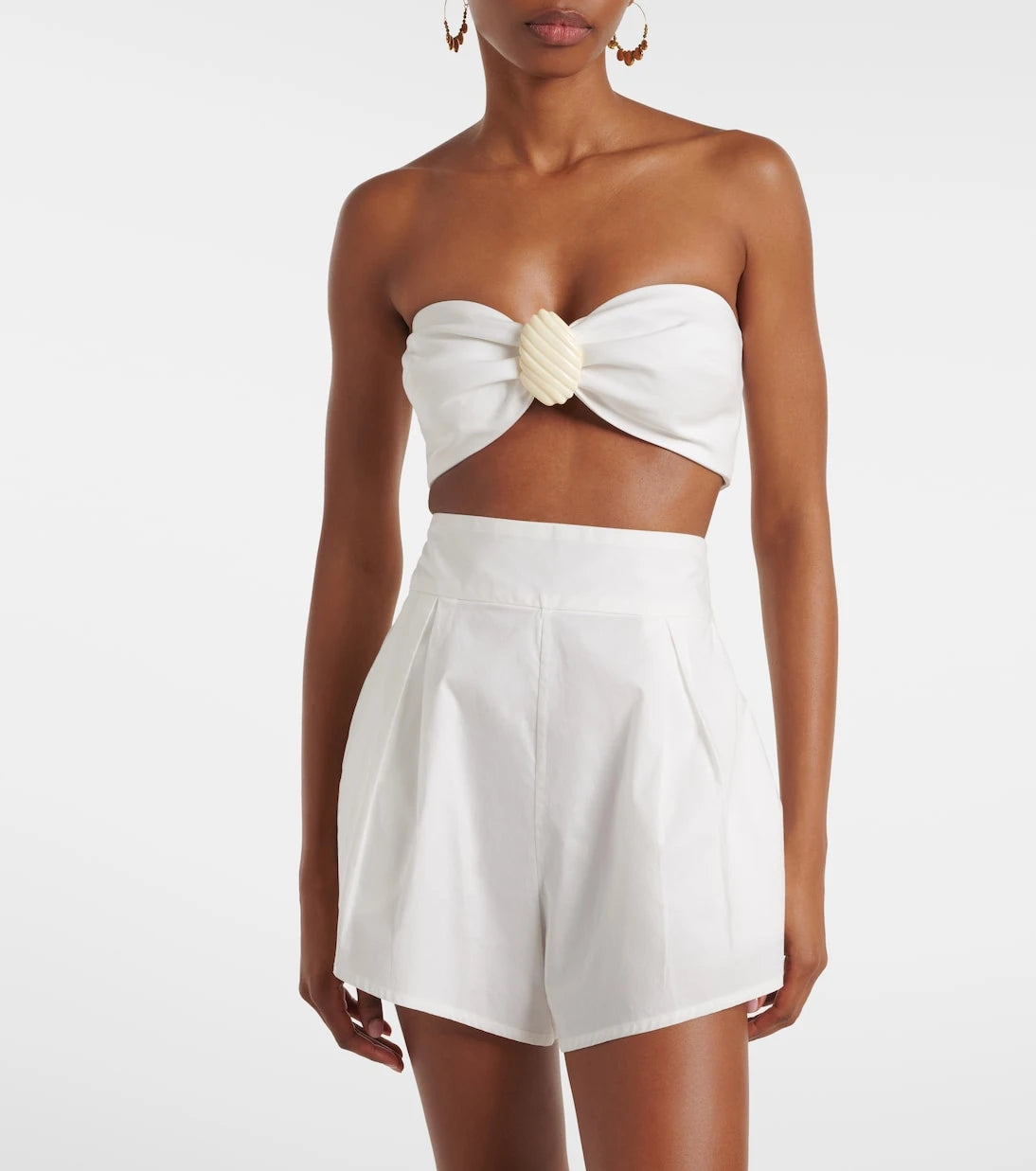 Adriana Degreas - Embellished cotton-blend bandeau top