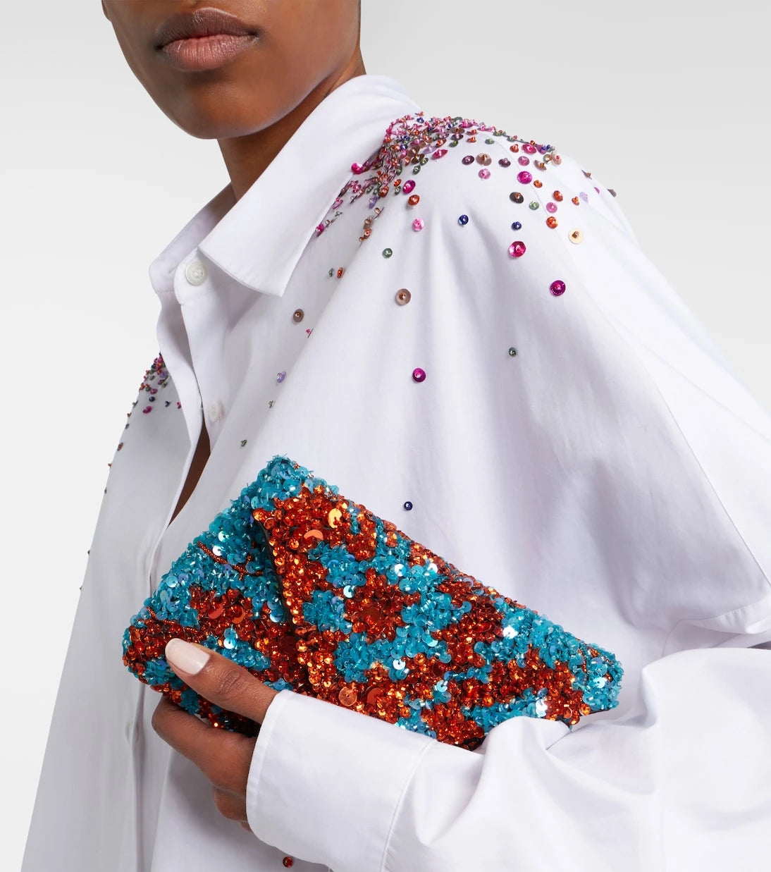 Dries Van Noten - Embellished satin clutch