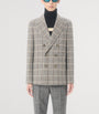 Valentino Garavani Grey Virgin Wool Windowpane Check Double-Breasted Blazer