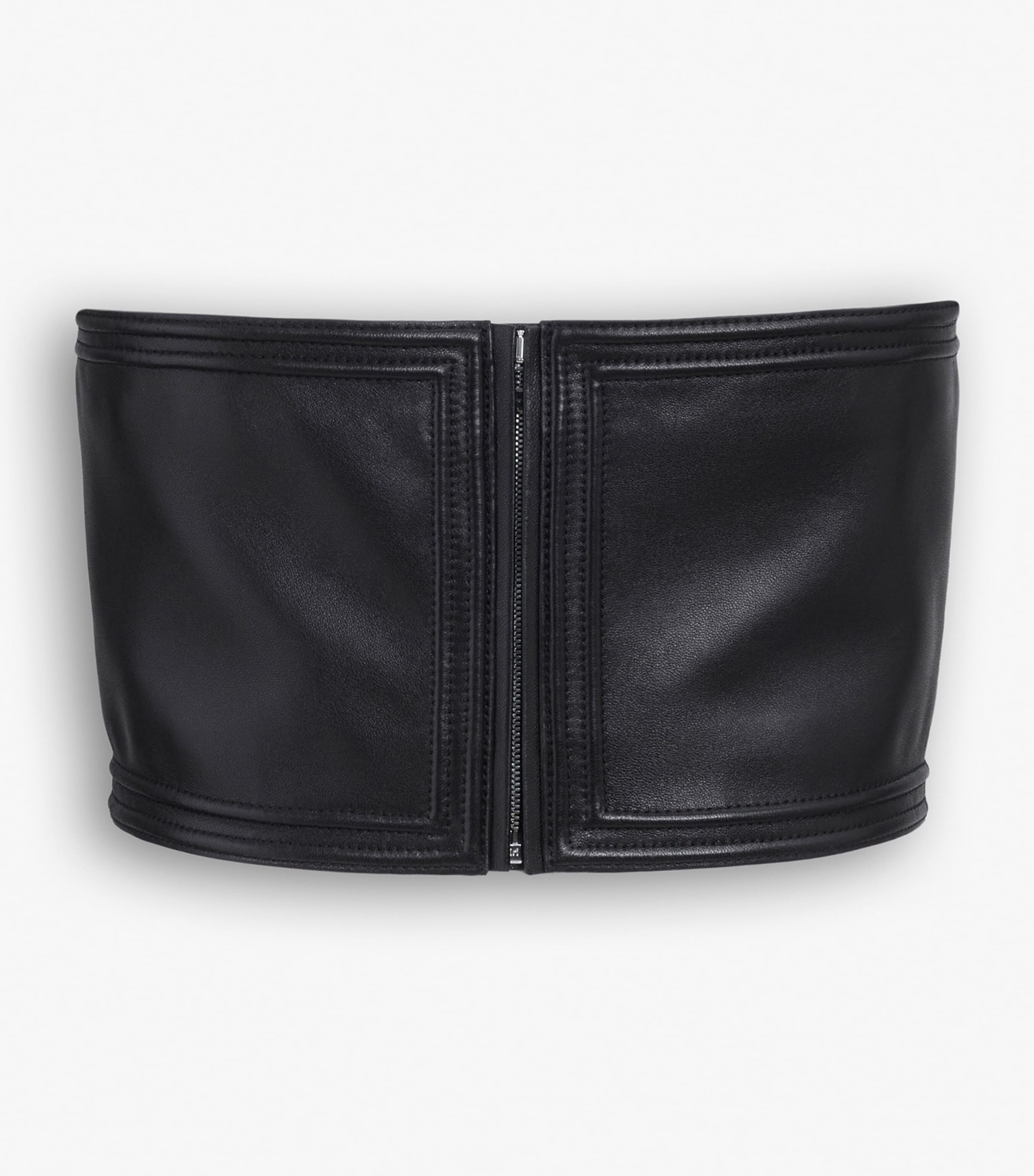 Alaïa Black Lambskin Leather Bustier Bandeau Top