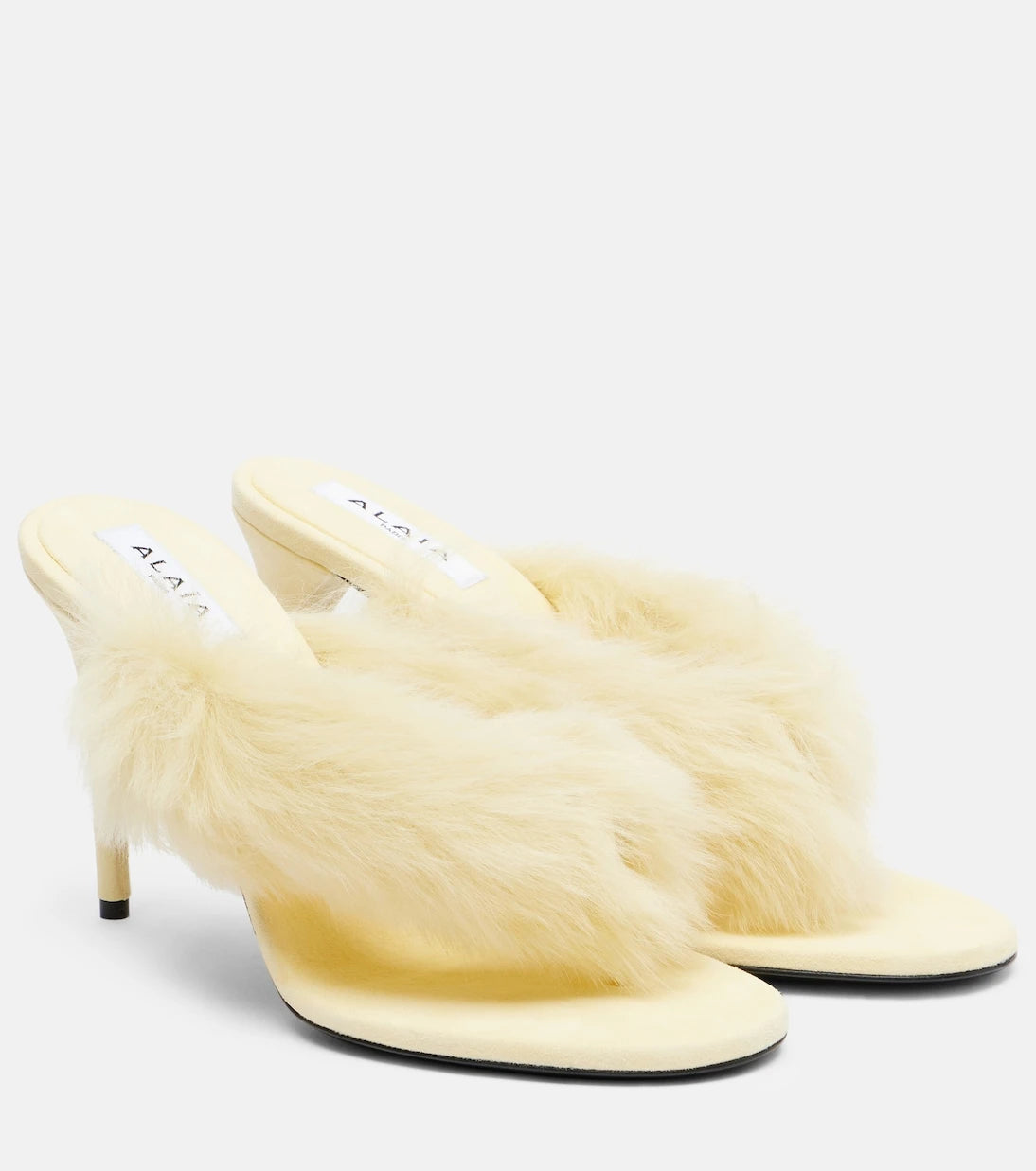 Alaïa - Shearling and leather thong sandals