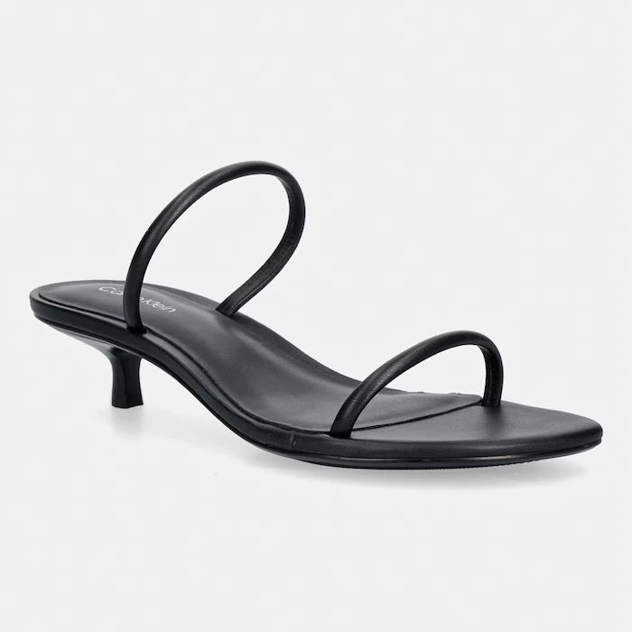 Calvin Klein deri ince topuklu sandalet KITT HEEL SNDL DOUBLE STRAP LTH
