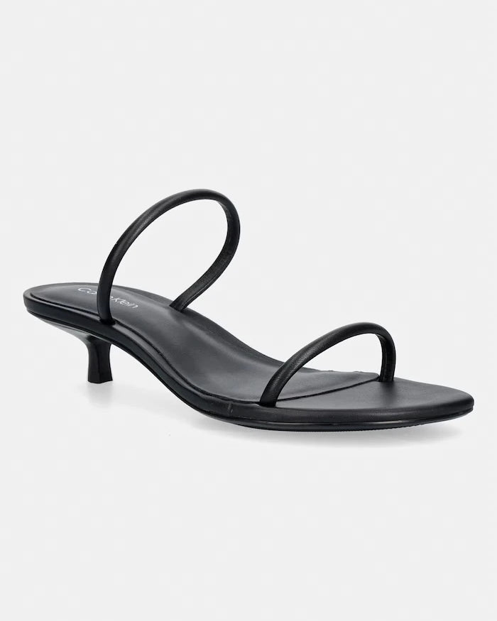 Calvin Klein deri ince topuklu sandalet KITT HEEL SNDL DOUBLE STRAP LTH