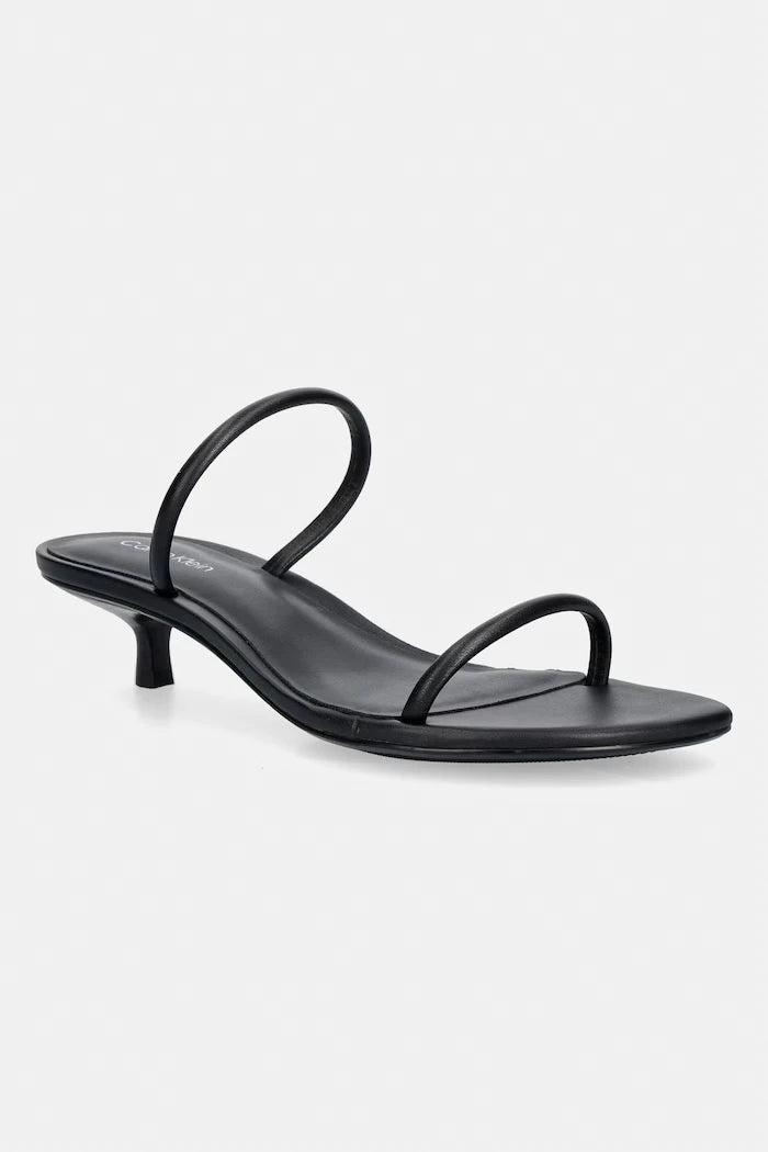 Calvin Klein deri ince topuklu sandalet KITT HEEL SNDL DOUBLE STRAP LTH