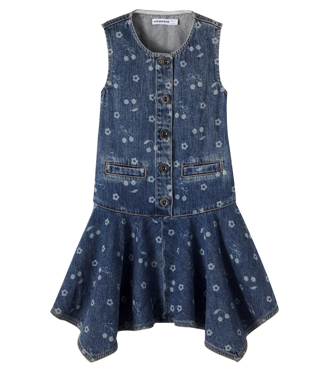 Self-Portrait Kids - Printed denim dress