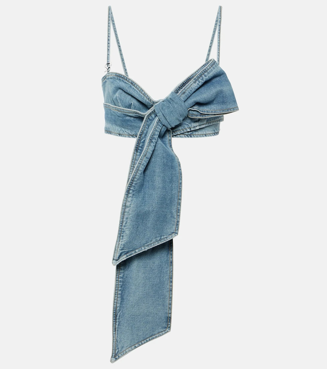 Blumarine - Bow-detail denim crop top