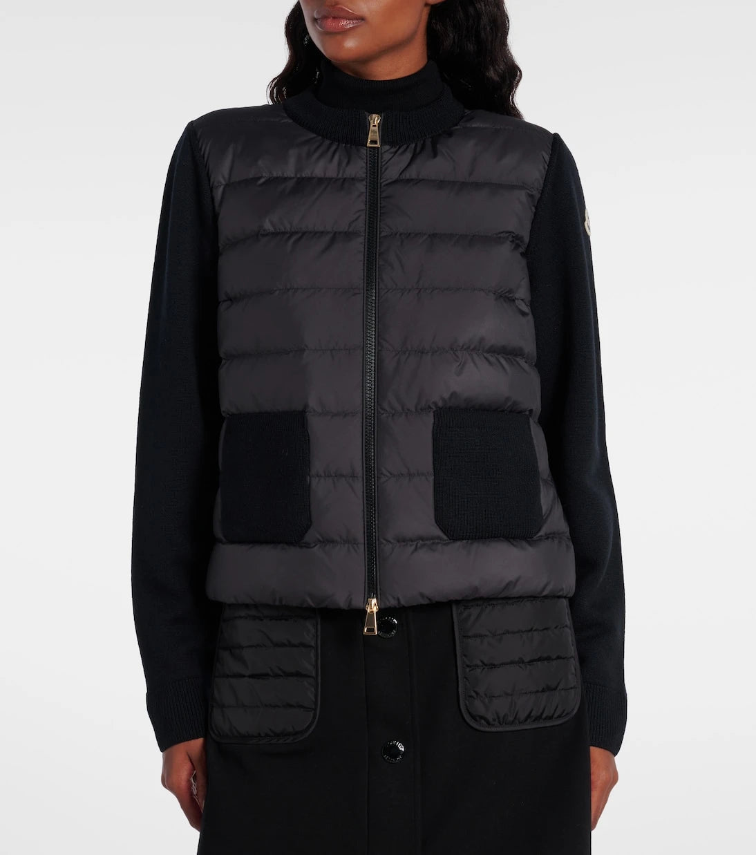 Moncler - Down-paneled virgin wool cardigan