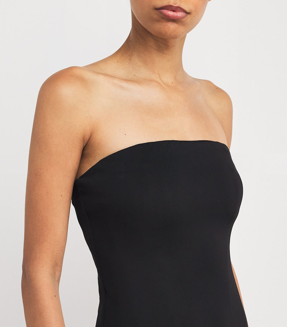 Good American Black Scuba Corset Strapless Bodysuit