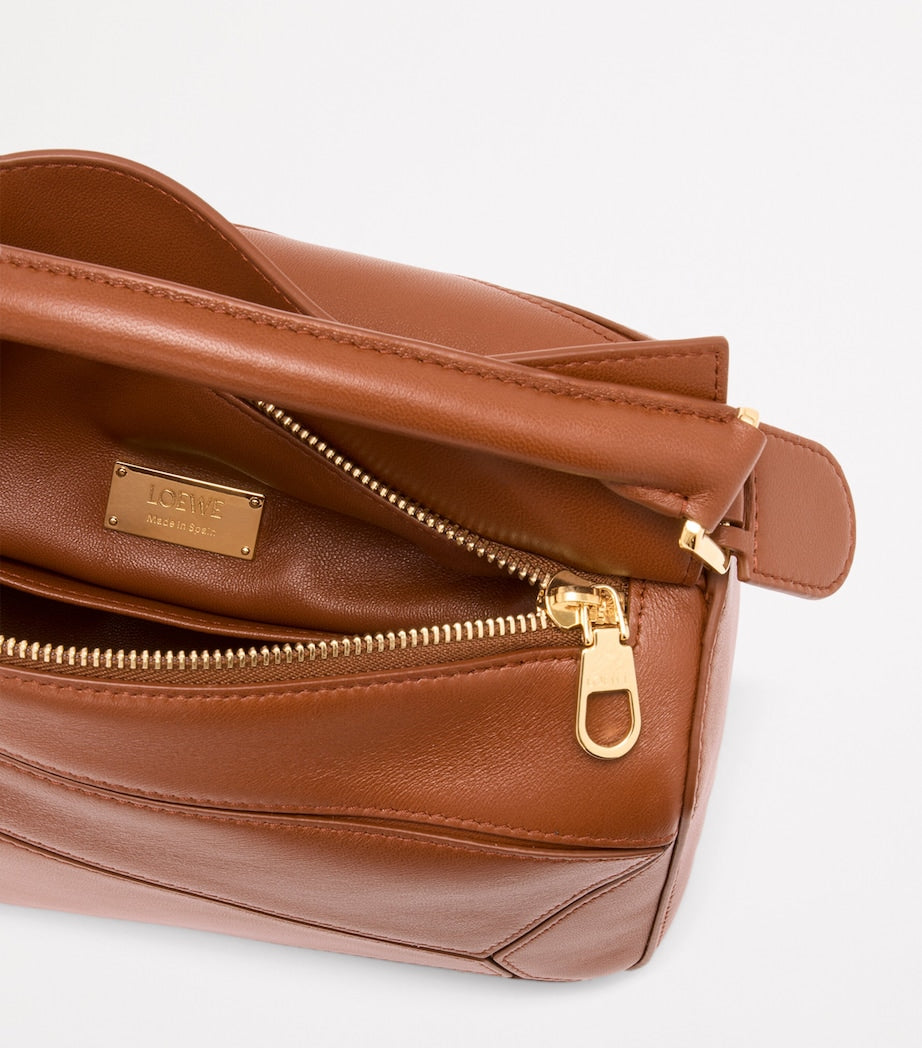 LOEWE Brown Small Leather Featherlight Puzzle Top-Handle Bag