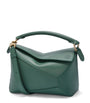 LOEWE Green Small Leather Puzzle Edge Top-Handle Bag
