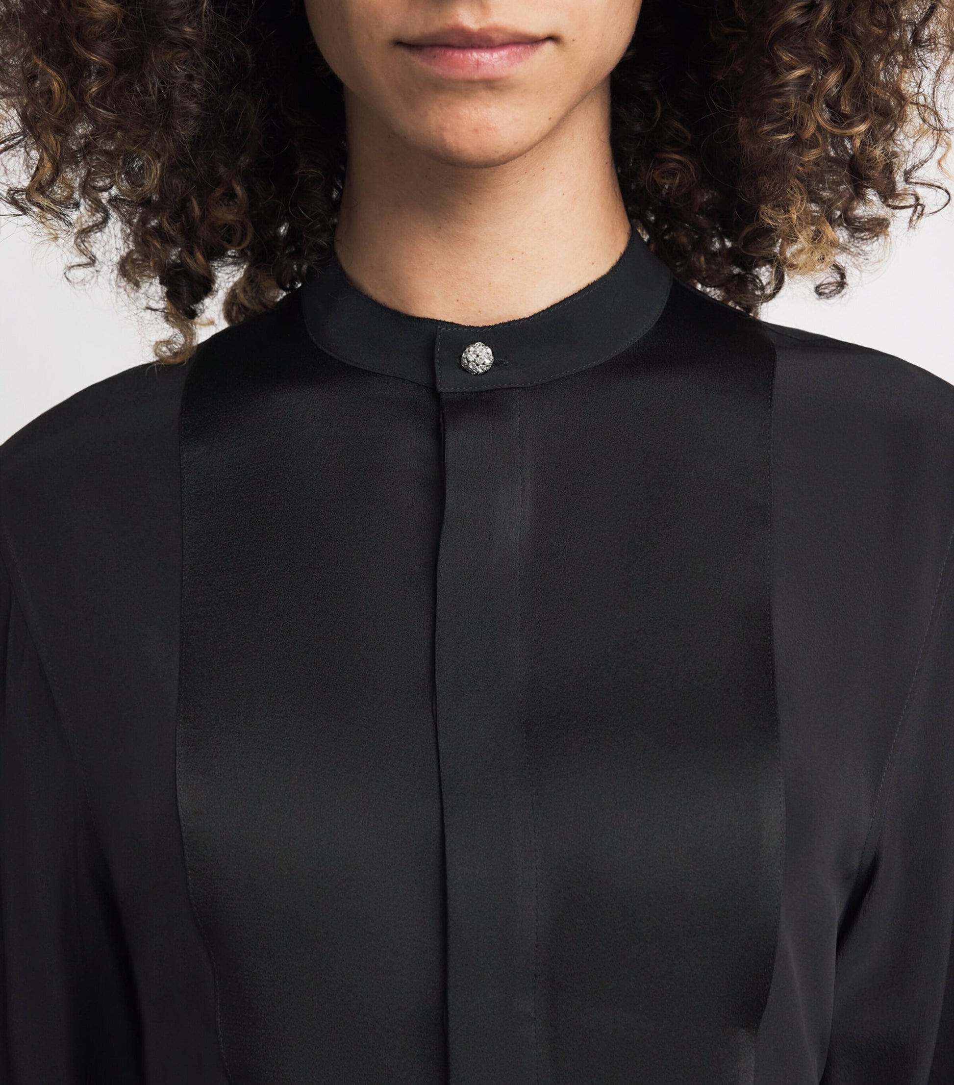 Victoria Beckham Black Bib-Detail Blouse