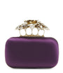 McQueen Purple Silk Carnation Knuckle Clutch Bag