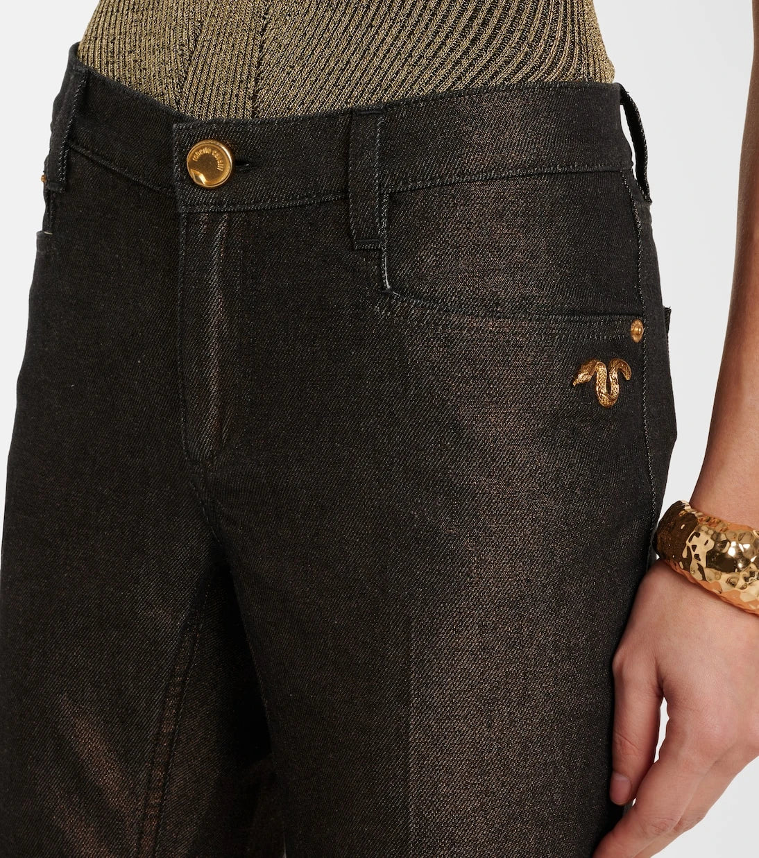 Roberto Cavalli - Embellished flared jeans