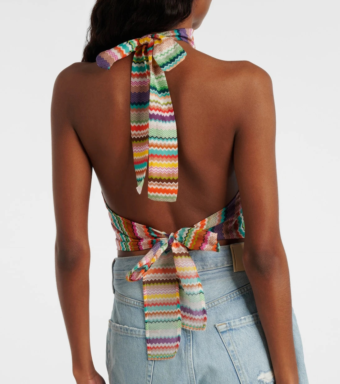 Missoni - توب ميسوني قطني وحريري مخطط بياقة هالتر