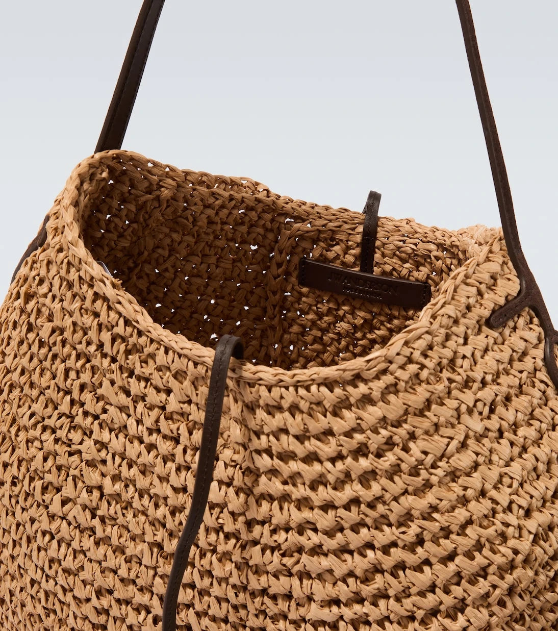JW Anderson - Bulb XL suede-trimmed raffia bucket bag