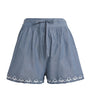 Blue Embroidered Elowen Shorts