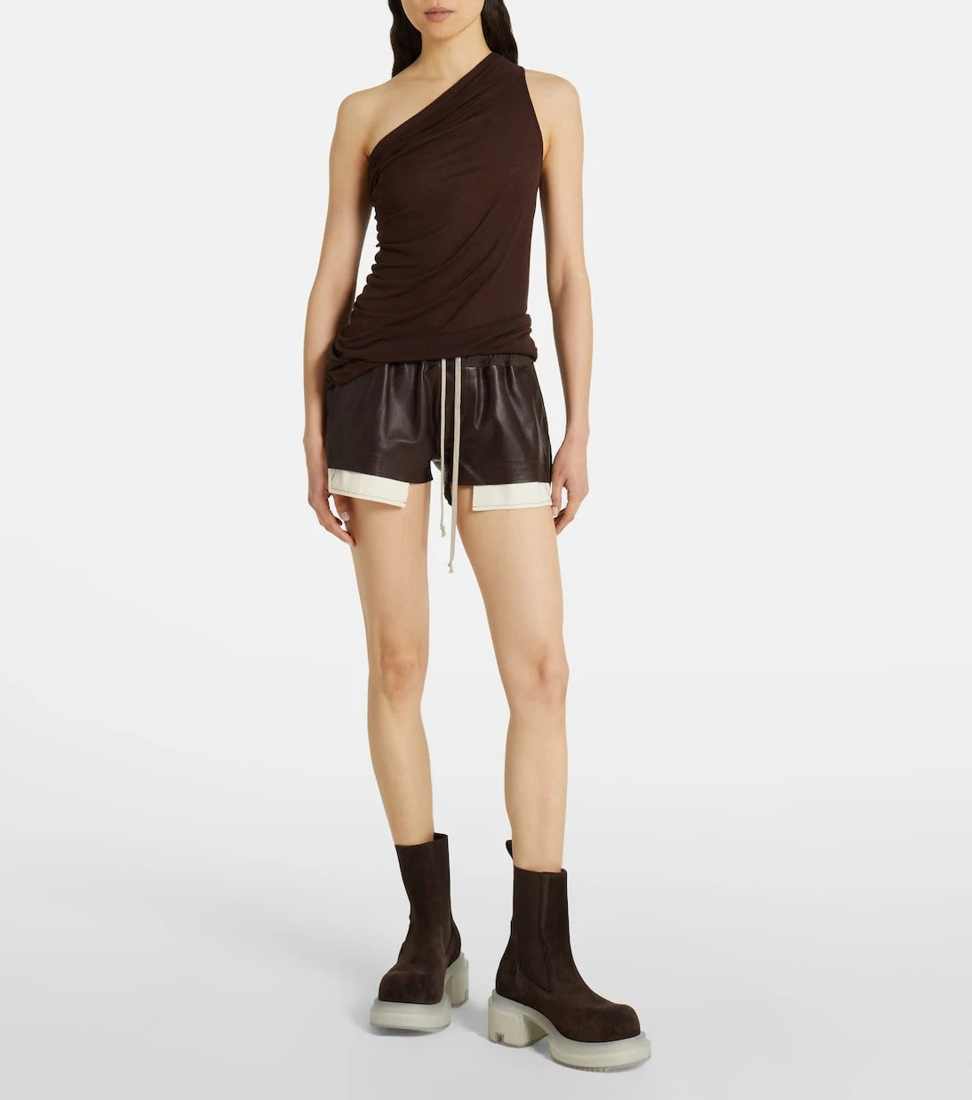 Rick Owens - High-rise leather shorts