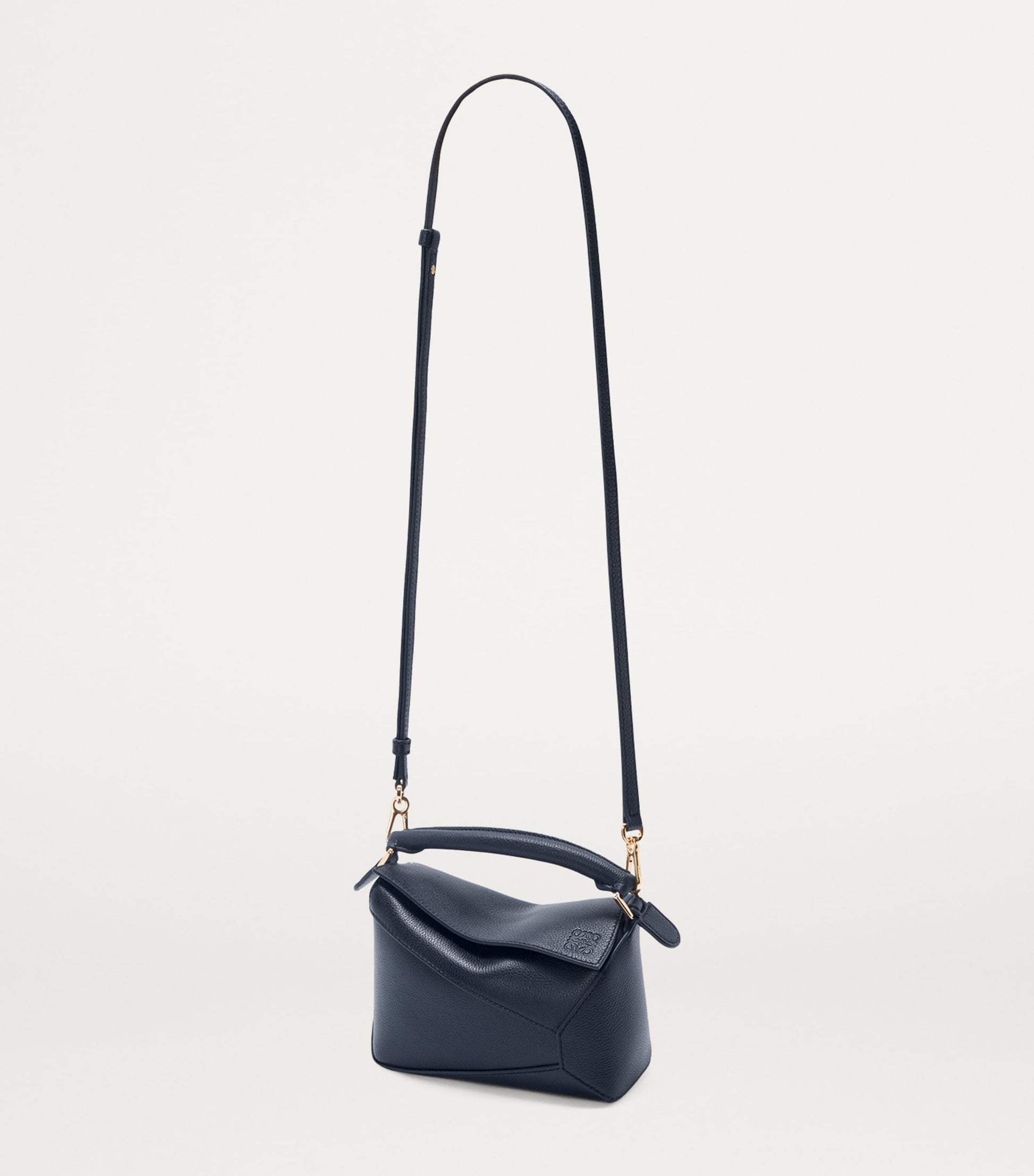 LOEWE Navy Mini Leather Puzzle Edge Top-Handle Bag
