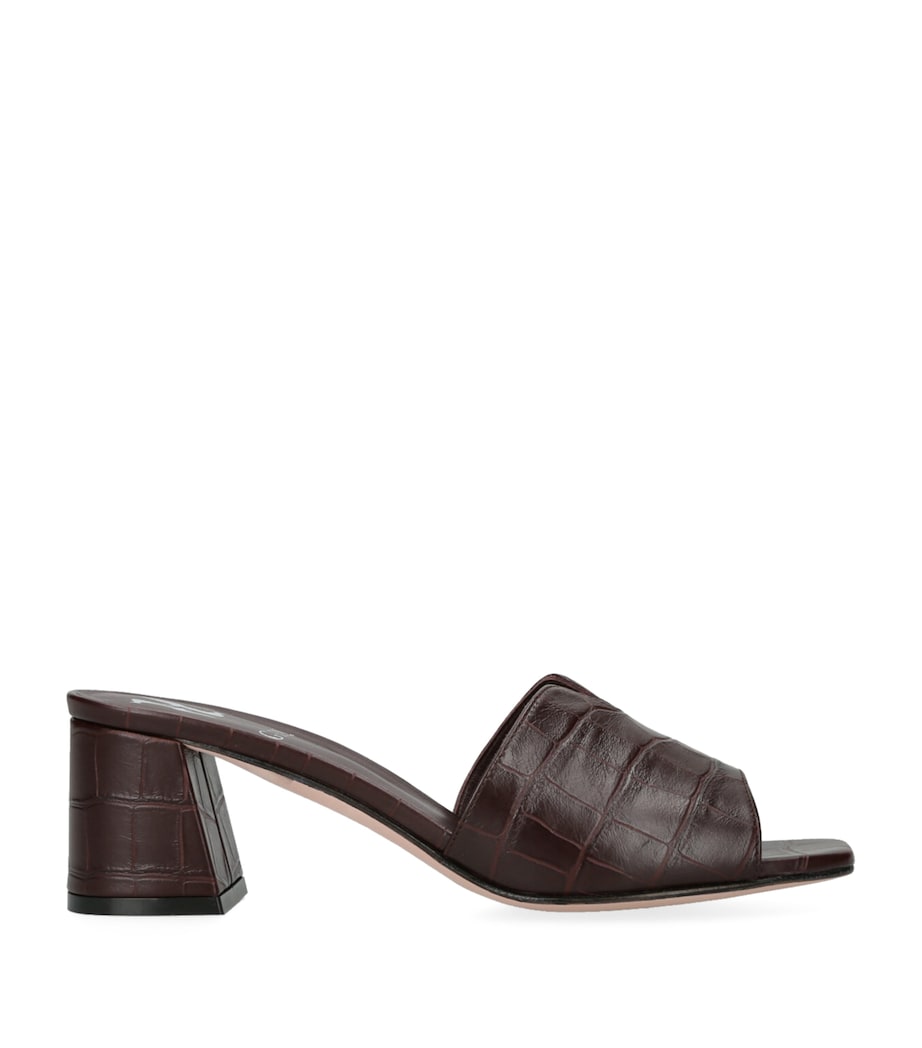 Leather Croc-Embossed Arles Mules WINE