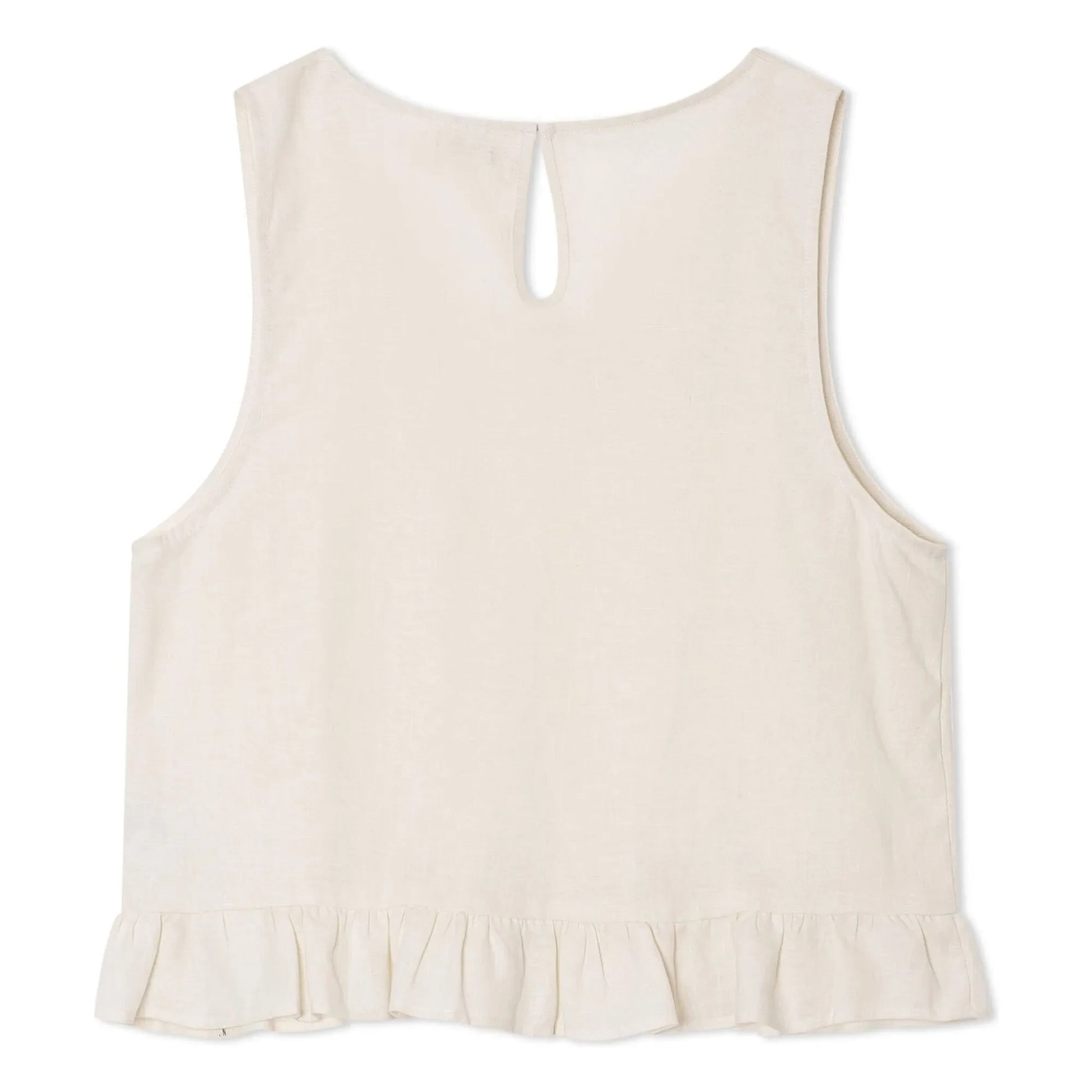Matona - Top Gathered Linen | White