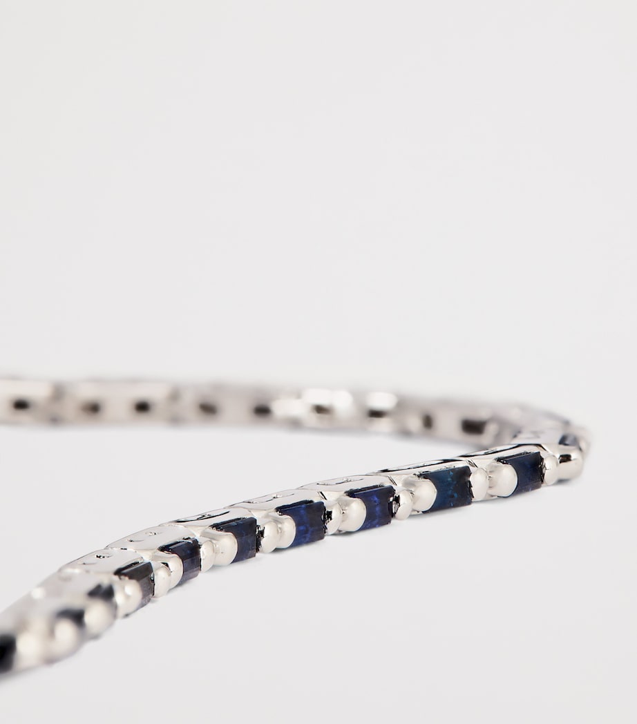 White Gold and Sapphire Bold Linear Tennis Bracelet