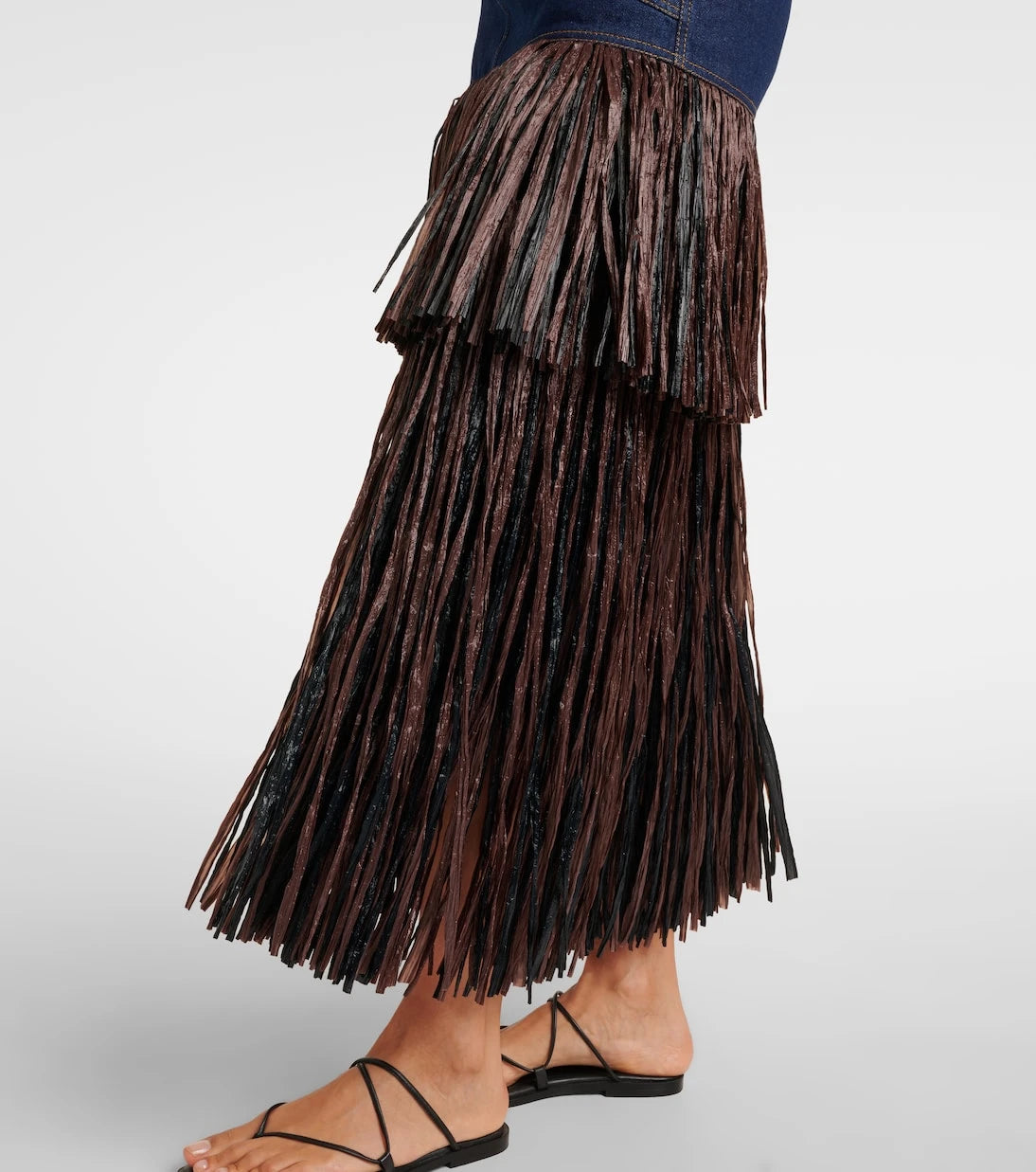 Johanna Ortiz - Fringed denim maxi dress