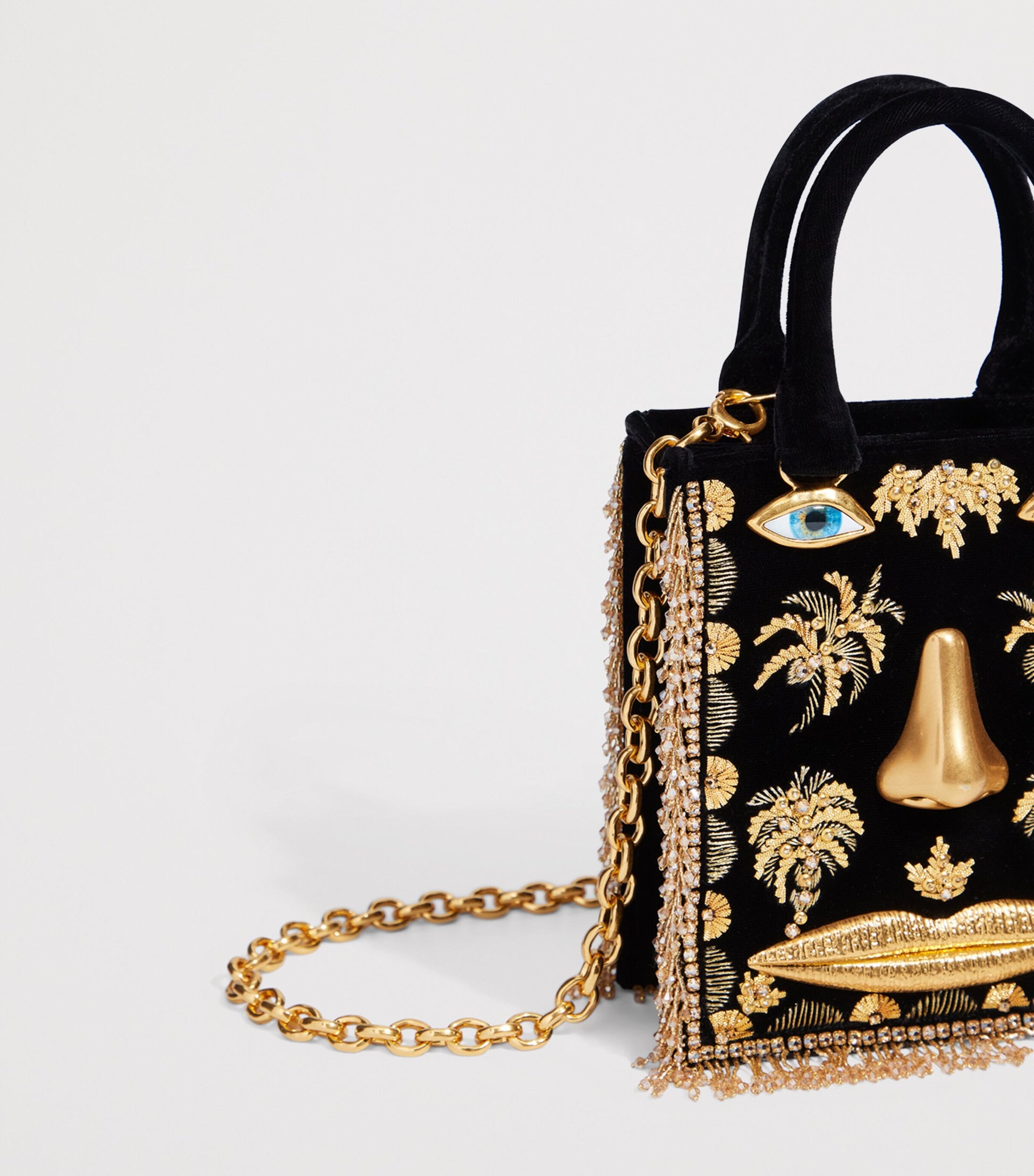 Mini Velvet Face Top-Handle Bag